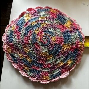 Vintage handmade crochet round Dollie’s for the table. 1st. 7.5 in. And 8.5in.